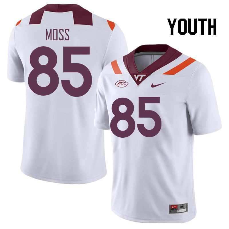 Youth #85 Christian Moss Virginia Tech Hokies College Football Jerseys Stitched Sale-White - Click Image to Close